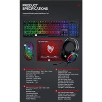 Thumbnail for T-Wolf TF400 4-pcs Rainbow Keyboard/Mouse/Headphone/Mouse Pad Kit Set