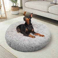 Thumbnail for Pet Dog Bed Bedding Warm Plush Round Comfort Dog Nest Light Grey kennel XL 100cm