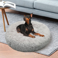 Thumbnail for Pet Dog Bed Bedding Warm Plush Round Comfort Dog Nest Light Grey kennel XL 100cm