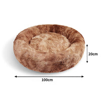 Thumbnail for Pawfriends Dog Cat Pet Calming Bed Washable ZIPPER Cover Warm Soft Plush Round Sleeping 100