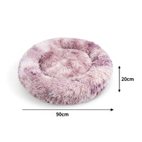 Thumbnail for Pawfriends Dog Cat Pet Calming Bed Warm Soft Plush Round Nest Comfy Sleeping Kennel Cave 90