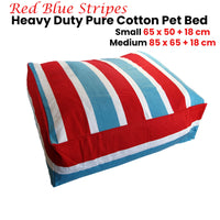 Thumbnail for Heavy Duty Pure Cotton Pet Dog Bed Cover Small Blue Red Stripes