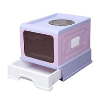 Thumbnail for Folding Enclosed Cat Litter Box Foldable Drawer Toilet Anti-Splash Pet Supplies - Blue