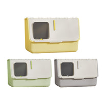 Thumbnail for Large Fully Enclosed Cat Litter Box with Lid Odor Control Litter Pan for Cats - Green