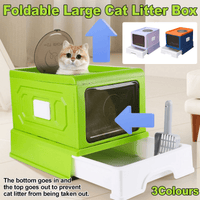 Thumbnail for Folding Enclosed Cat Litter Box Foldable Drawer Toilet Anti-Splash Pet Supplies - Purple