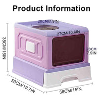 Thumbnail for Folding Enclosed Cat Litter Box Foldable Drawer Toilet Anti-Splash Pet Supplies - Purple