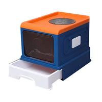 Thumbnail for Folding Enclosed Cat Litter Box Foldable Drawer Toilet Anti-Splash Pet Supplies - Purple