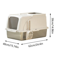 Thumbnail for Durable Stainless Steel Cat Litter Box Pan Pet Toilet Odor Control Tray Large - White