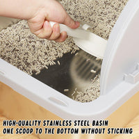 Thumbnail for Durable Stainless Steel Cat Litter Box Pan Pet Toilet Odor Control Tray Large - White