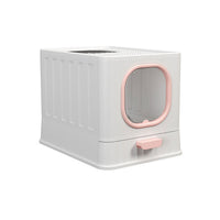 Thumbnail for Pink Fully Enclosed Cat Litter Box Large Plastic Toilet for Cats with Lid Tray