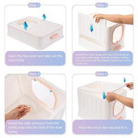 Thumbnail for Pink Fully Enclosed Cat Litter Box Large Plastic Toilet for Cats with Lid Tray