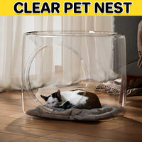Thumbnail for Transparent Capsule Cat Litter Box Semi Enclosed Cat House for Indoor Use