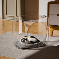 Thumbnail for Transparent Capsule Cat Litter Box Semi Enclosed Cat House for Indoor Use