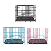 Thumbnail for Metal Dog Crate Pet Cage with Divider for Puppies Cats Kennel Indoor Pet House - Large-Pink