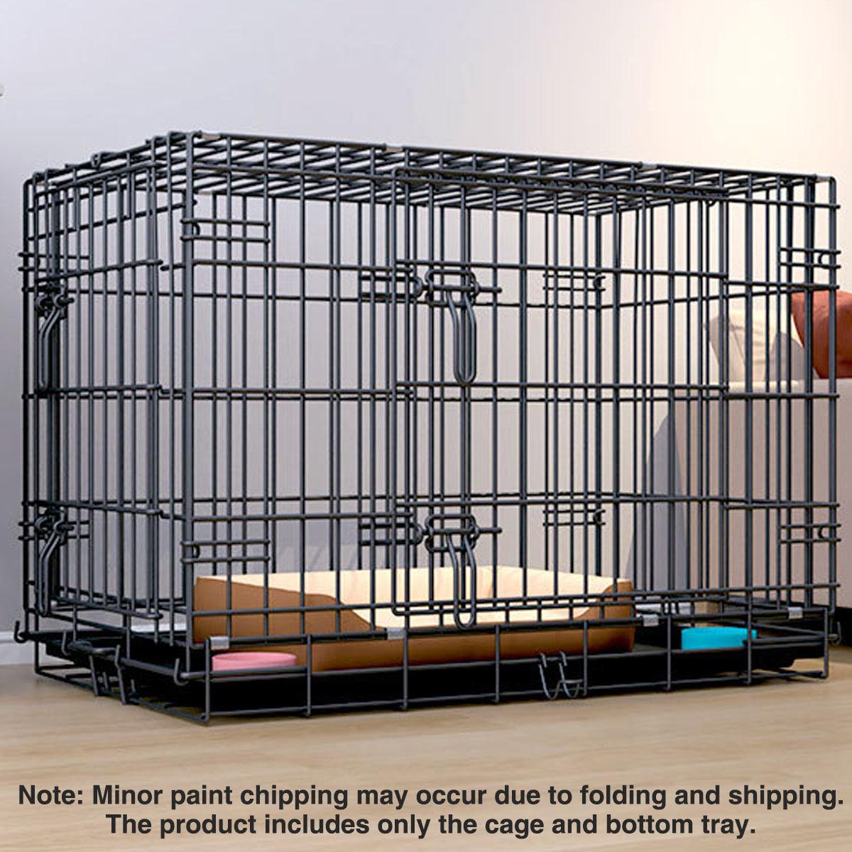 Metal Dog Crate Pet Cage with Divider for Puppies Cats Kennel Indoor Pet House - Large-Pink