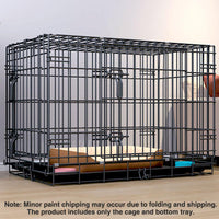 Thumbnail for Metal Dog Crate Pet Cage with Divider for Puppies Cats Kennel Indoor Pet House - Large-Pink