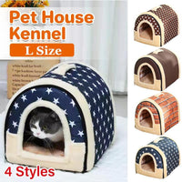 Thumbnail for L Size Pet House Kennel Soft Igloo Beds Cave Cat Puppy Bed Warm Cushion Fold - Brick