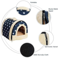 Thumbnail for L Size Pet House Kennel Soft Igloo Beds Cave Cat Puppy Bed Warm Cushion Fold - Brick