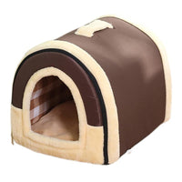 Thumbnail for L Size Pet House Kennel Soft Igloo Beds Cave Cat Puppy Bed Warm Cushion Fold - Brick