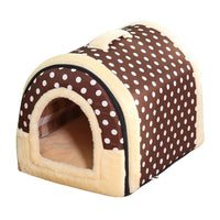 Thumbnail for L Size Pet House Kennel Soft Igloo Beds Cave Cat Puppy Bed Warm Cushion Fold - Brick