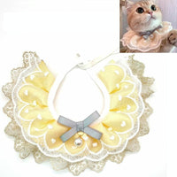 Thumbnail for Pet Bib Adjustable Saliva Towel Lace Pearl Pendant Dog Collar - Size M