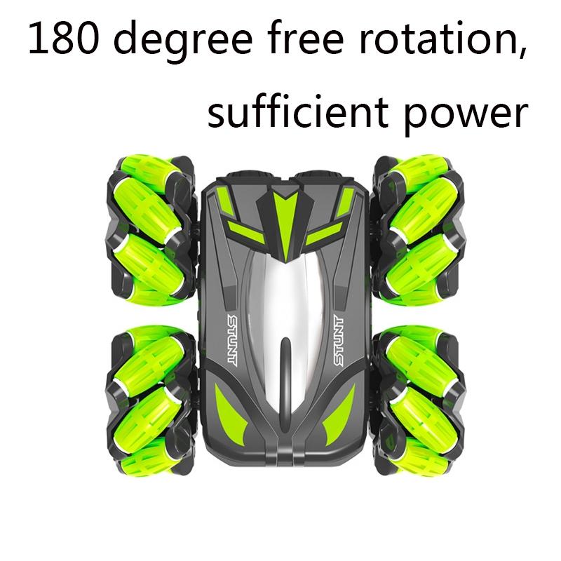 Double-sided Flip Drift Remote Control Toy Stunt Car for Children - Black Green