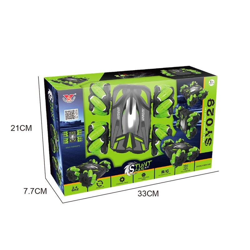 Double-sided Flip Drift Remote Control Toy Stunt Car for Children - Black Green