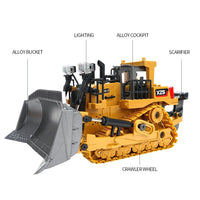 Thumbnail for 9-channel Remote Control Bulldozer Toy with Alloy Excavator