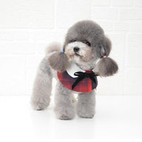 Thumbnail for Dog Shawl Small Cloak Pet Bow Ttie Saliva Towel Pet Accessories - Size S - Red Grid