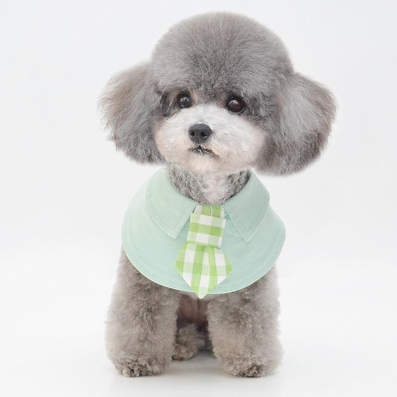 Pet Shawl Scarf Saliva Towel Dog Clothes Accessories - Size L - Green