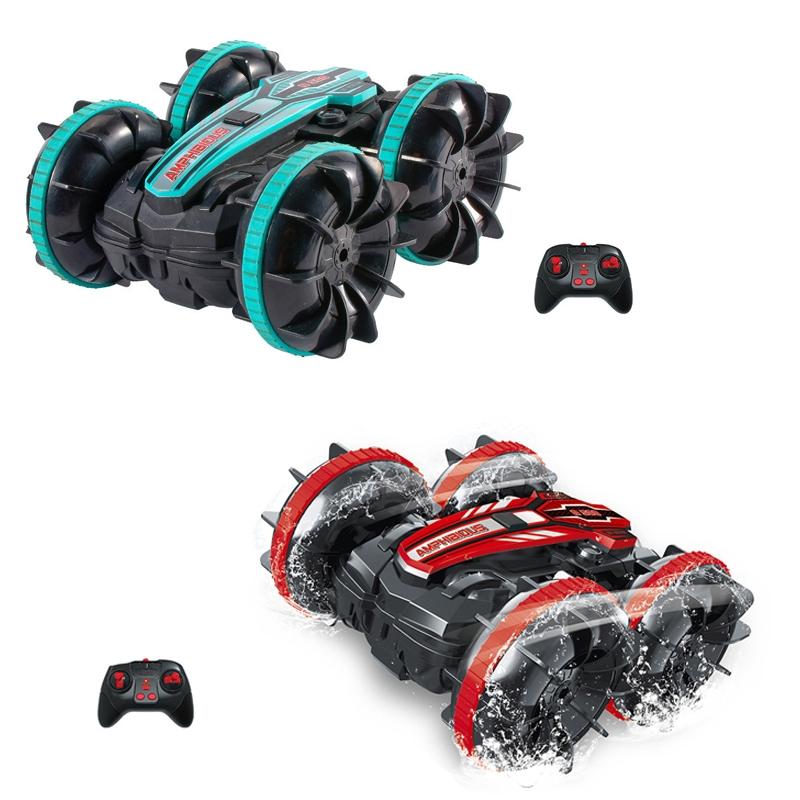 Amphibious Stunt Rc Car - Double-sided Rolling - 2.4g - Electric - Kids' Toy - Green
