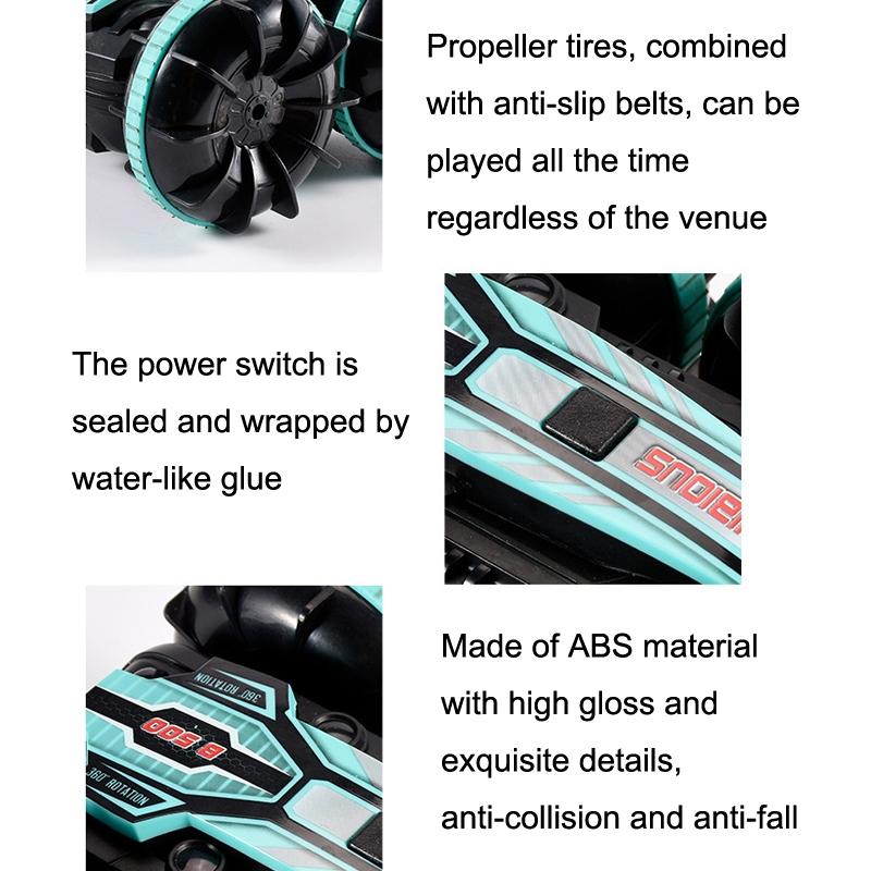 Amphibious Stunt Rc Car - Double-sided Rolling - 2.4g - Electric - Kids' Toy - Green