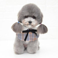 Thumbnail for Dog Shawl Small Cloak Pet Bow Ttie Saliva Towel Pet Accessories - Size S - Gray Yellow Grid