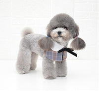 Thumbnail for Dog Shawl Small Cloak Pet Bow Ttie Saliva Towel Pet Accessories - Size S - Gray Yellow Grid