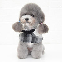 Thumbnail for Dog Shawl Small Cloak Pet Bow Ttie Saliva Towel Pet Accessories - Size S - Gray Yellow Grid
