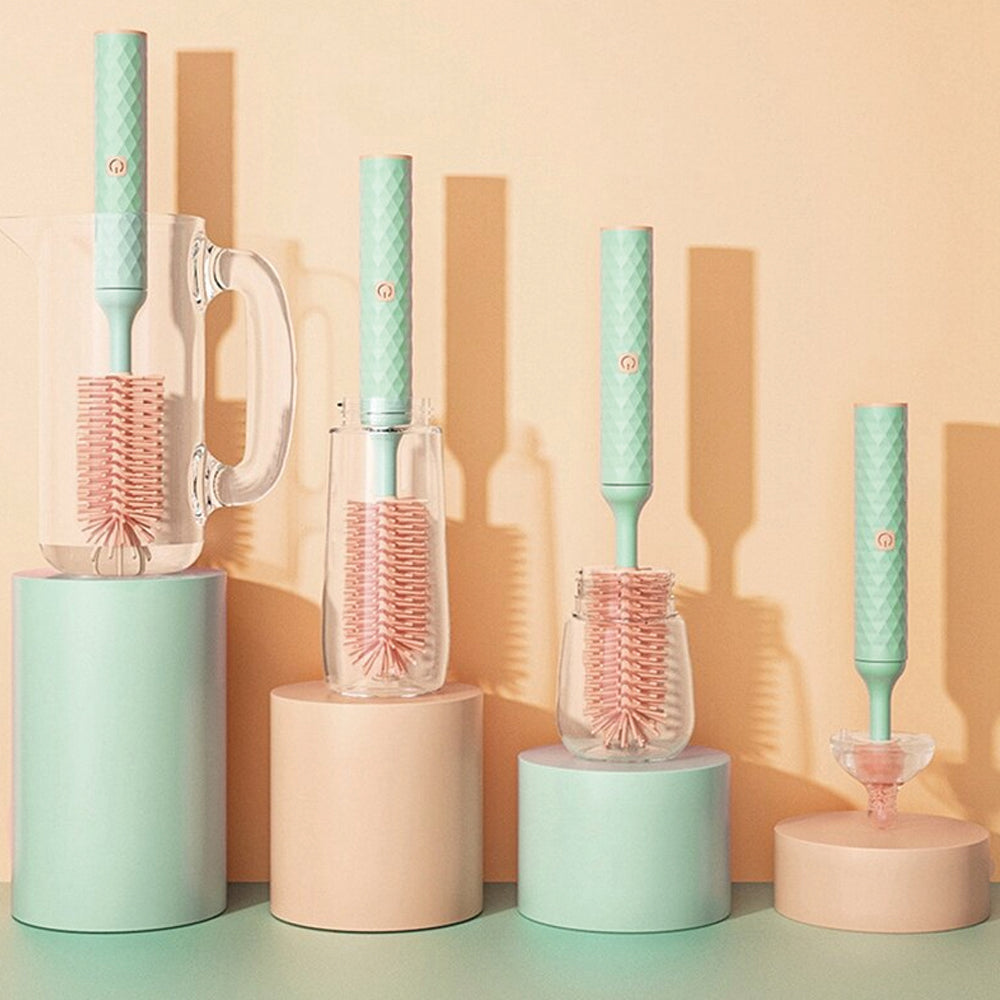 Vibe Geeks 3-in-1 Electric Silicone Cordless Bottle Brush Cleaner Usb Rechargeable - Pink