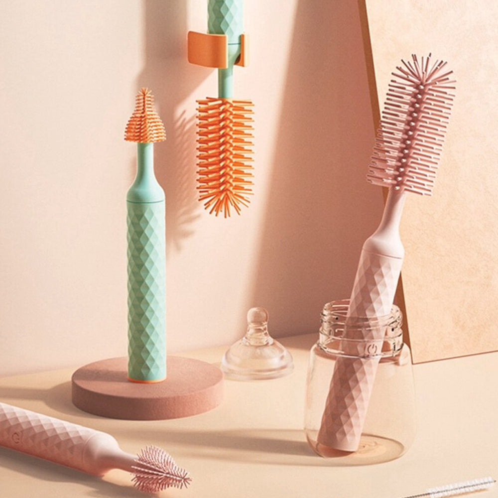 Vibe Geeks 3-in-1 Electric Silicone Cordless Bottle Brush Cleaner Usb Rechargeable - Pink