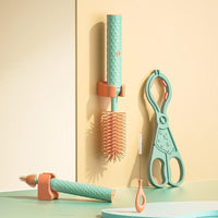 Thumbnail for Vibe Geeks 360° Rotation Long Handle Reusable Silicone Baby Bottle Brush Set - Green