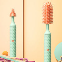 Thumbnail for Vibe Geeks 360° Rotation Long Handle Reusable Silicone Baby Bottle Brush Set - Green