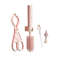 Thumbnail for Vibe Geeks 360° Rotation Long Handle Reusable Silicone Baby Bottle Brush Set - Pink