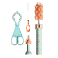 Thumbnail for Vibe Geeks 360° Rotation Long Handle Reusable Silicone Baby Bottle Brush Set - Pink