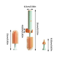 Thumbnail for Vibe Geeks 360° Rotation Long Handle Reusable Silicone Baby Bottle Brush Set - Pink