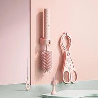 Thumbnail for Vibe Geeks 360° Rotation Long Handle Reusable Silicone Baby Bottle Brush Set - Pink