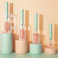 Thumbnail for Vibe Geeks 360° Rotation Long Handle Reusable Silicone Baby Bottle Brush Set - Pink