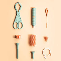 Thumbnail for Vibe Geeks 360° Rotation Long Handle Reusable Silicone Baby Bottle Brush Set - Pink