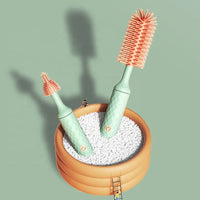 Thumbnail for Vibe Geeks 360° Rotation Long Handle Reusable Silicone Baby Bottle Brush Set - Pink