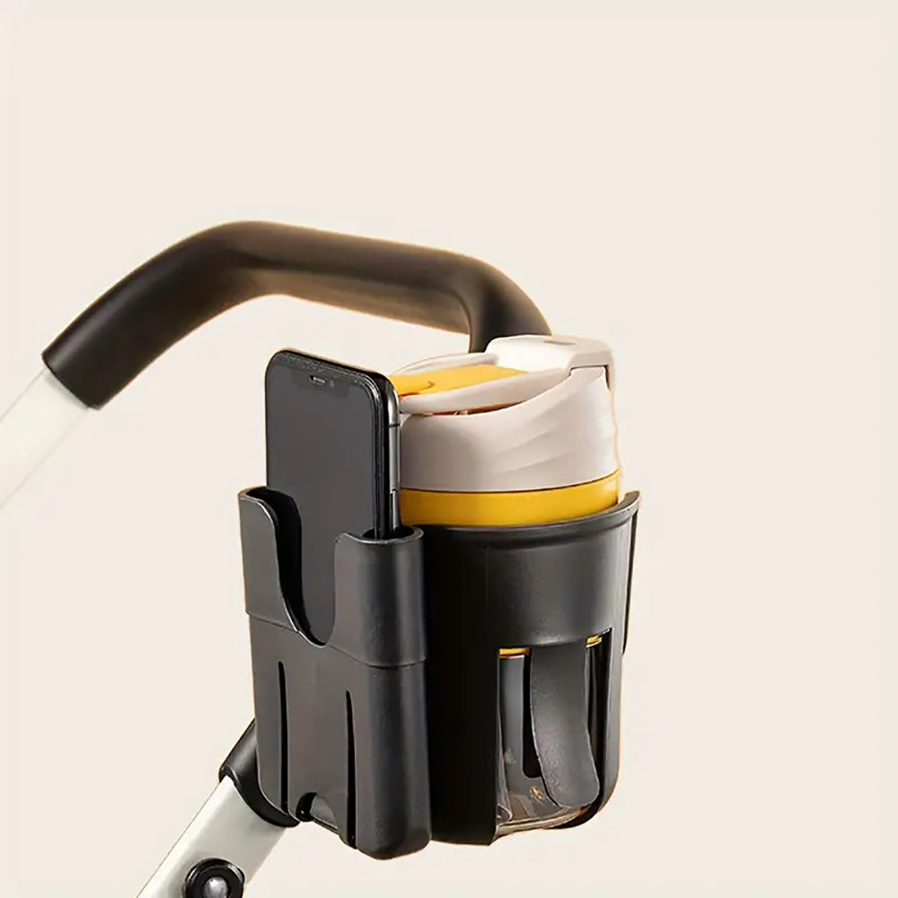 Vibe Geeks Convenient 2-in-1 Stroller Cup and Phone Holder for On-the-go Parenting - Black
