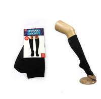Thumbnail for 1 Pair SCHOOL SOCKS Plain Knee High Cotton Girls Boys Unisex - Black - One Size Fits Most