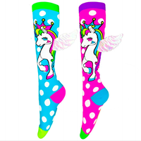 Thumbnail for MADMIA Flying Unicorn Toddler Long Knee High Socks - Girl's Pair - Pink/Blue