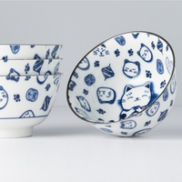 Thumbnail for Bowl Set 4pcs Maneki Cat Blue Design